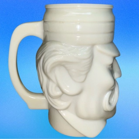 CASEY AT BAT MUSTACHE MAN FACE CUSTARD GLASS AVON VINTAGE‎ MUG CUP - Picture 2 of 6
